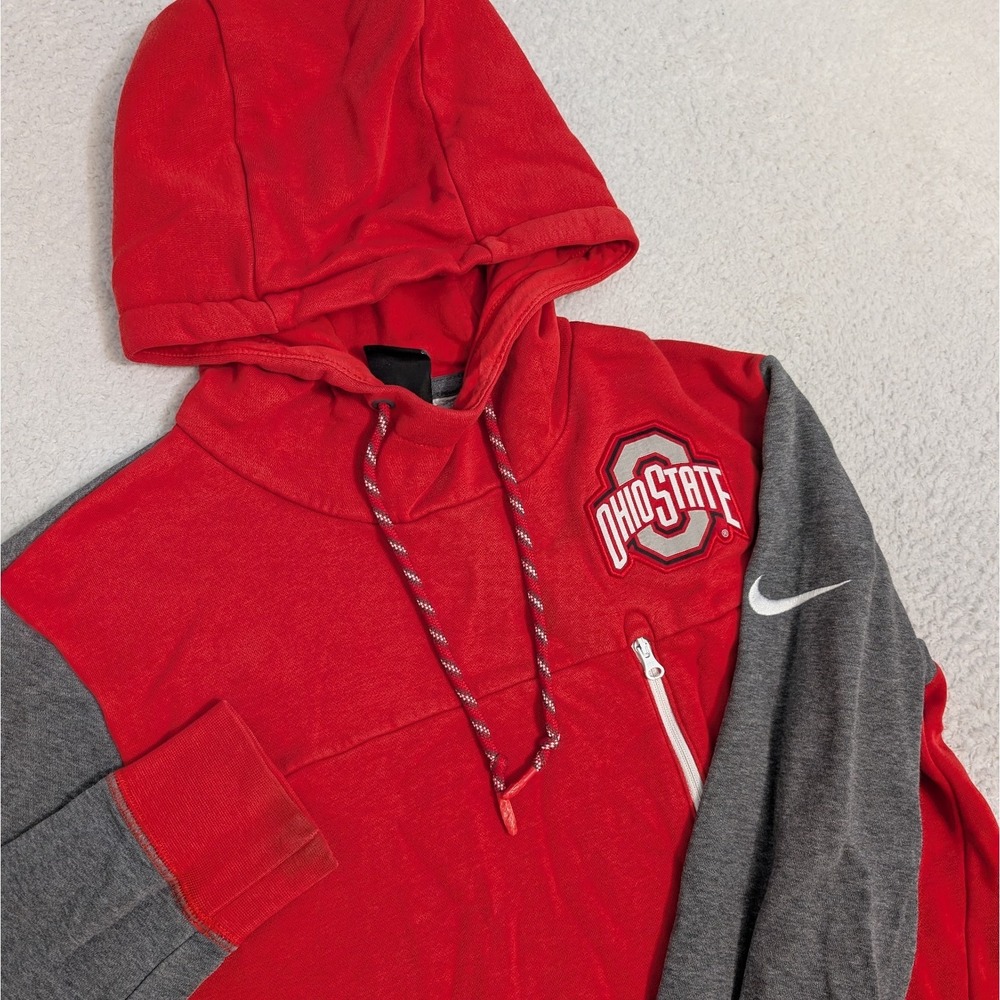 Men's Sm Nike Ohio State Buckeyes Color Block Hoodie Red Grey Sm Sweatshirt